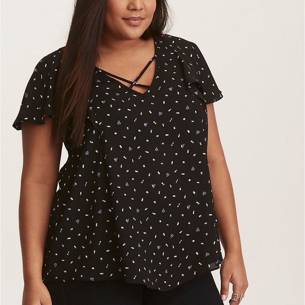 Confetti Criss Cross Georgette Blouse